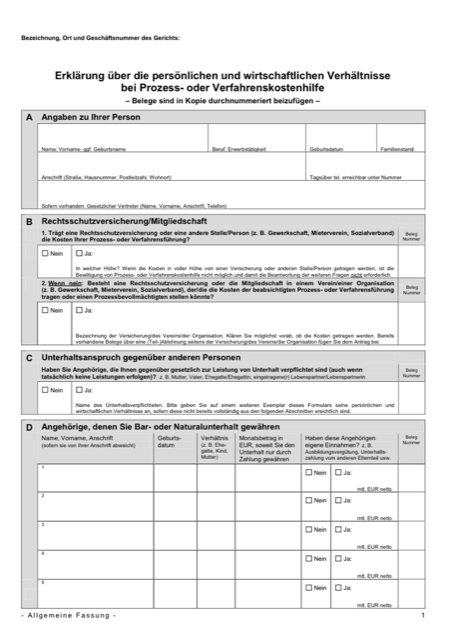 Downloads: Erklärung über die persönlichen und wirtschaftlichen Verhältnisse